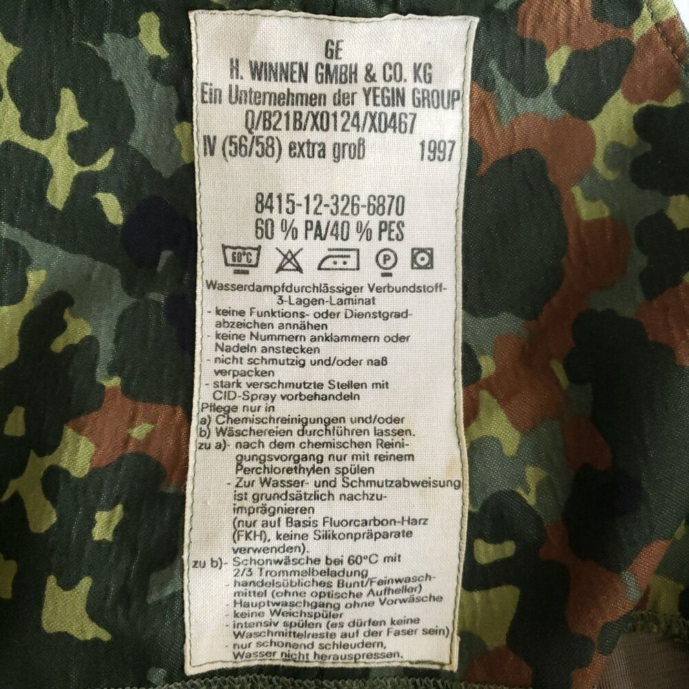 GE H. Winnen GMBH & Co. Waterproof Camouflage Overalls Men's Size 46 - Picture 7 of 9